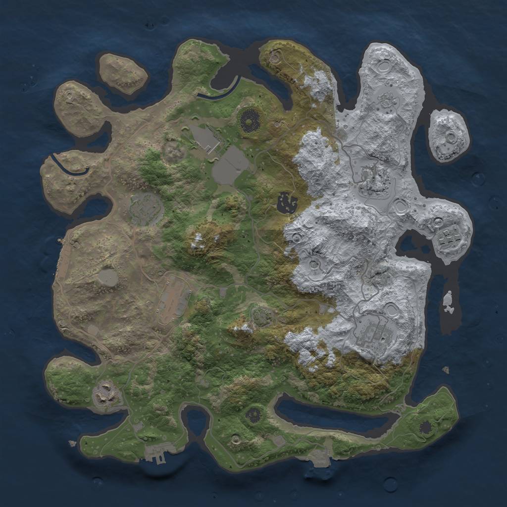 Rust Map: Procedural Map, Size: 3500, Seed: 68782, 16 Monuments