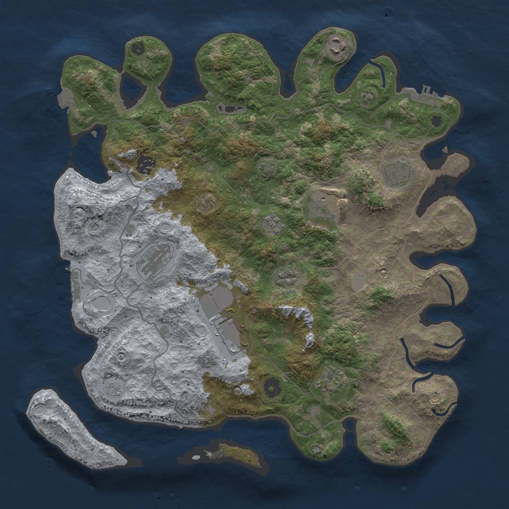 Rust Map: Procedural Map, Size: 4000, Seed: 83458, 16 Monuments