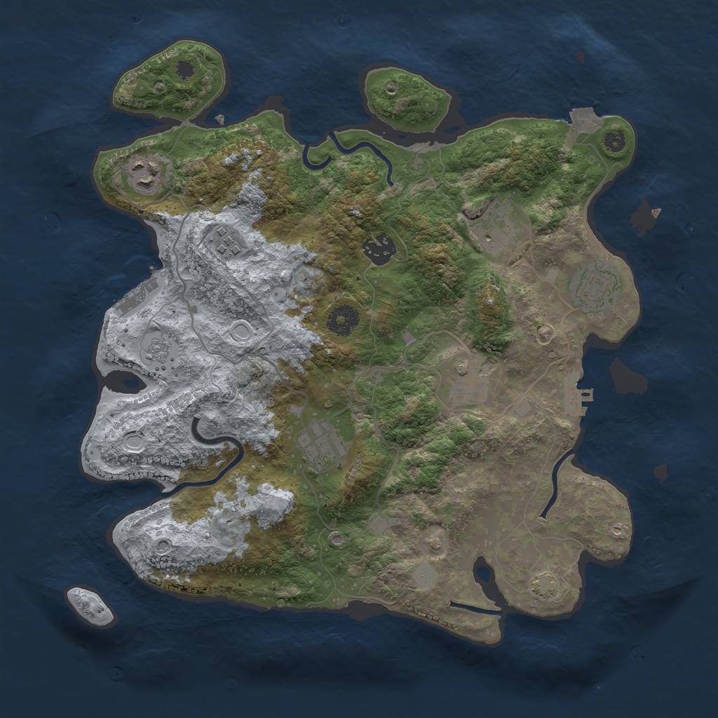 Rust Map: Procedural Map, Size: 3450, Seed: 11602143, 14 Monuments