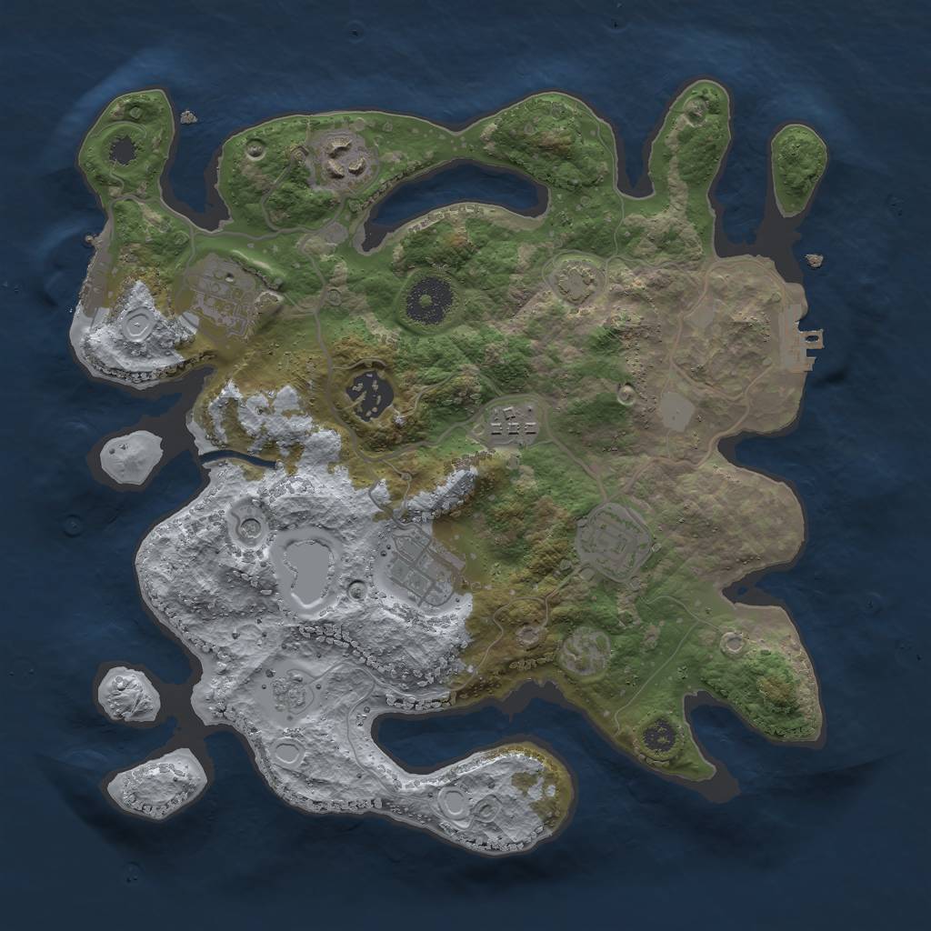 Rust Map: Procedural Map, Size: 3000, Seed: 241558143, 14 Monuments