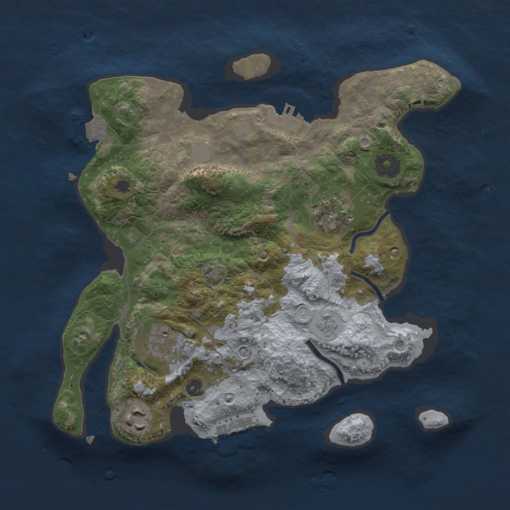 Rust Map: Procedural Map, Size: 3000, Seed: 693187589, 11 Monuments
