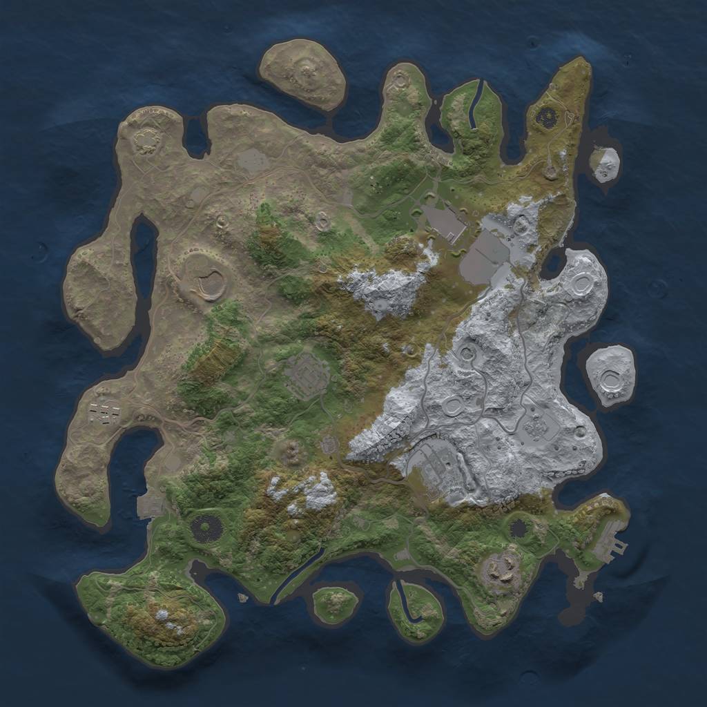 Rust Map: Procedural Map, Size: 3500, Seed: 123985, 13 Monuments