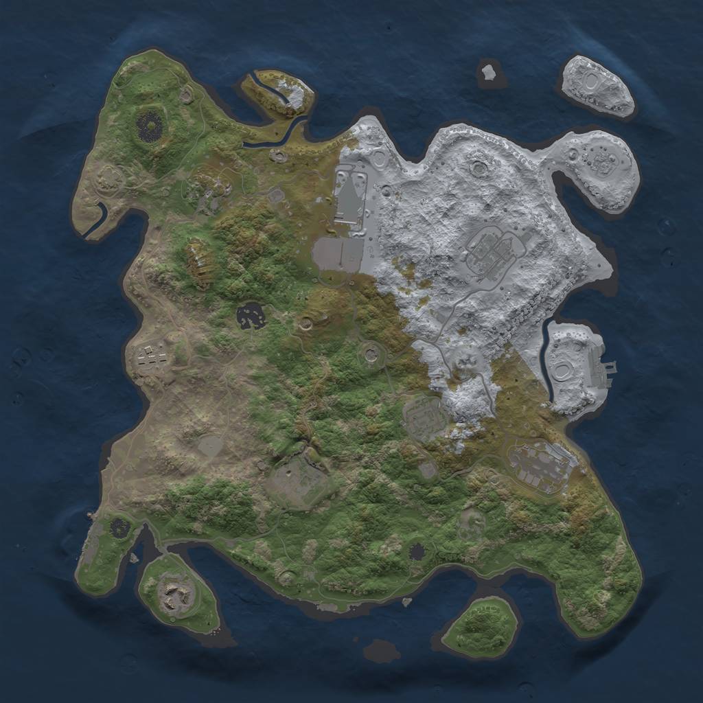 Rust Map: Procedural Map, Size: 3650, Seed: 12673361, 17 Monuments