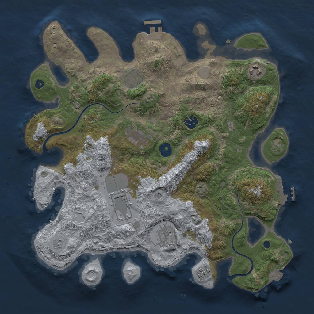Rust Map: Procedural Map, Size: 3550, Seed: 70478739, 13 Monuments