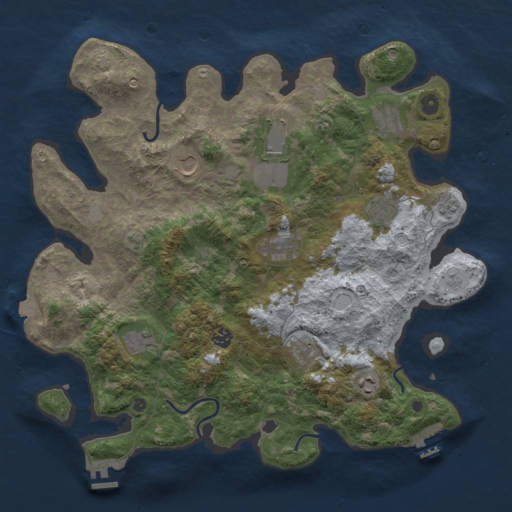 Rust Map: Procedural Map, Size: 3900, Seed: 38329399, 18 Monuments
