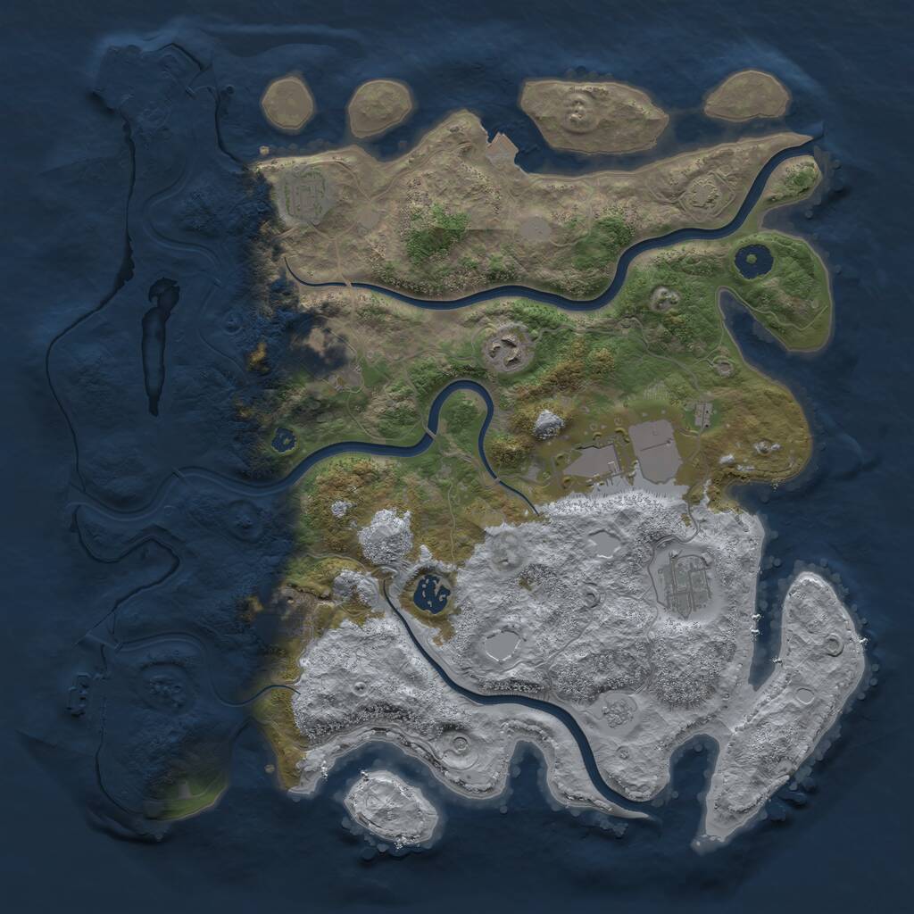 Rust Map: Procedural Map, Size: 3850, Seed: 71387811, 13 Monuments