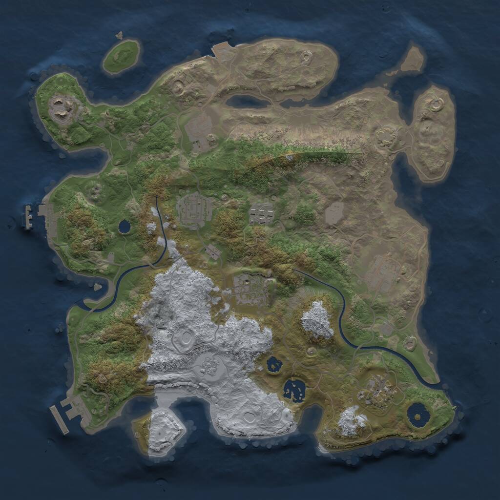 Rust Map: Procedural Map, Size: 3250, Seed: 67650524, 13 Monuments