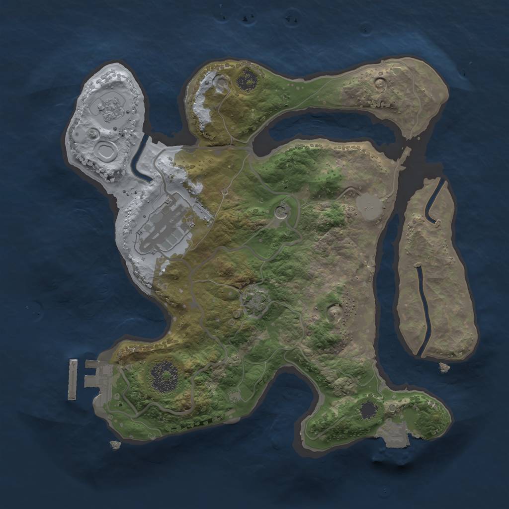 Rust Map: Procedural Map, Size: 2500, Seed: 170000, 8 Monuments