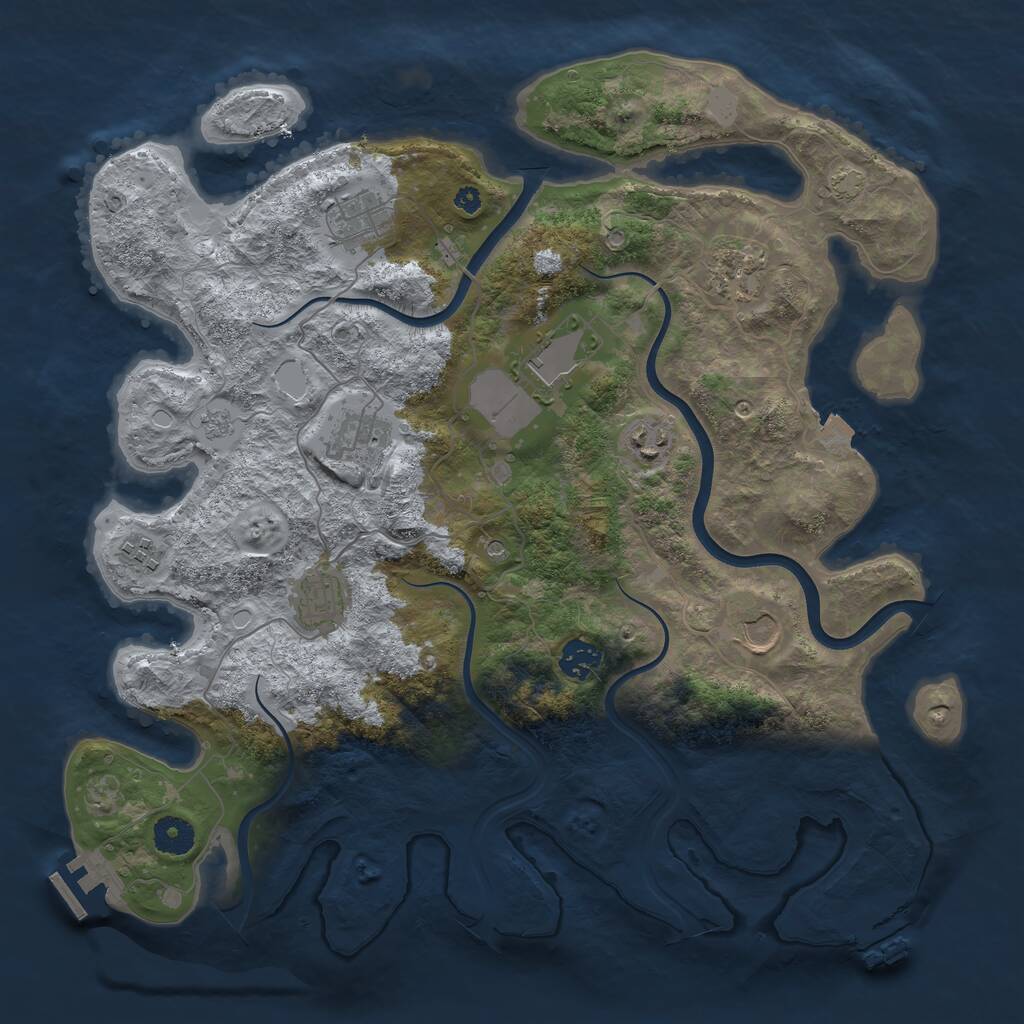 Rust Map: Procedural Map, Size: 3850, Seed: 77154777, 15 Monuments