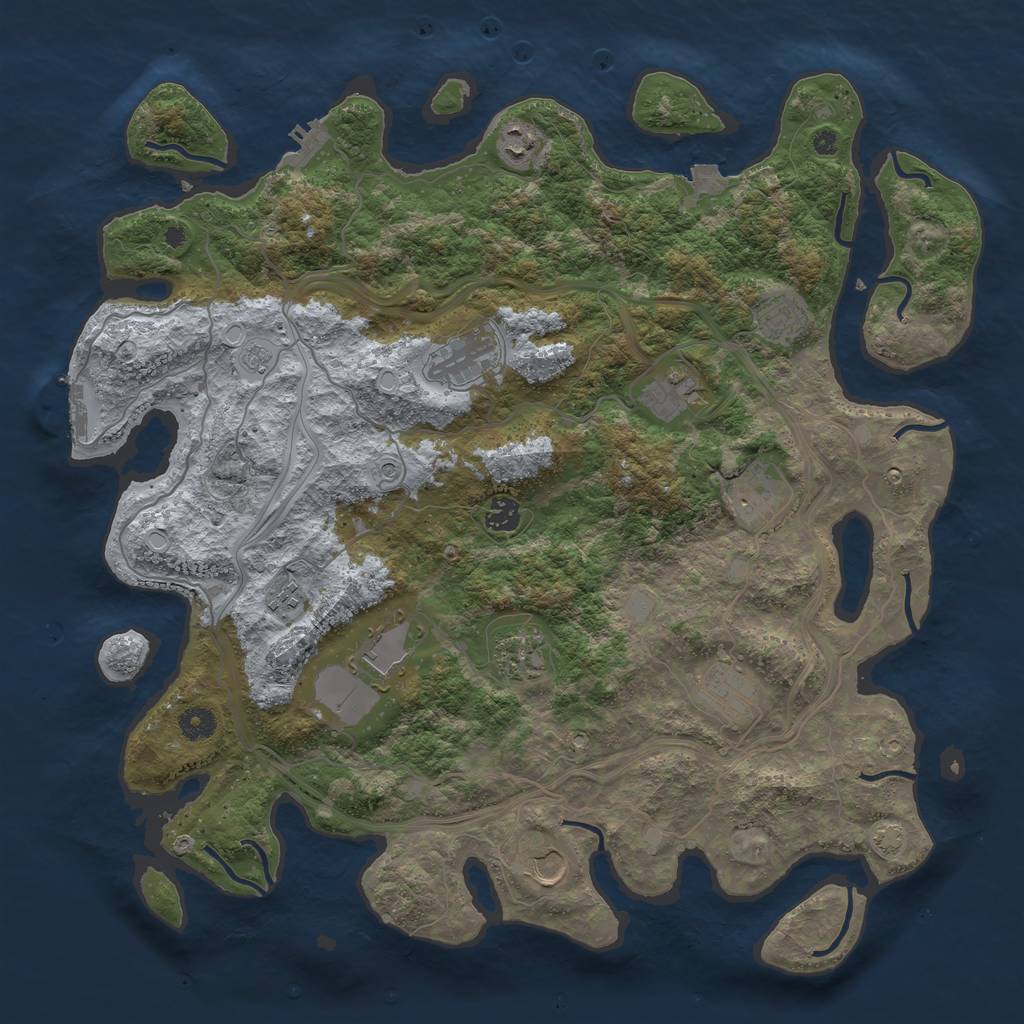 Rust Map: Procedural Map, Size: 4300, Seed: 90037081, 19 Monuments