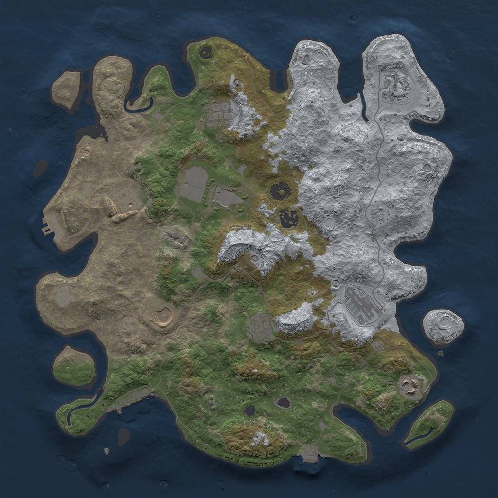 Rust Map: Procedural Map, Size: 3850, Seed: 95808083, 17 Monuments