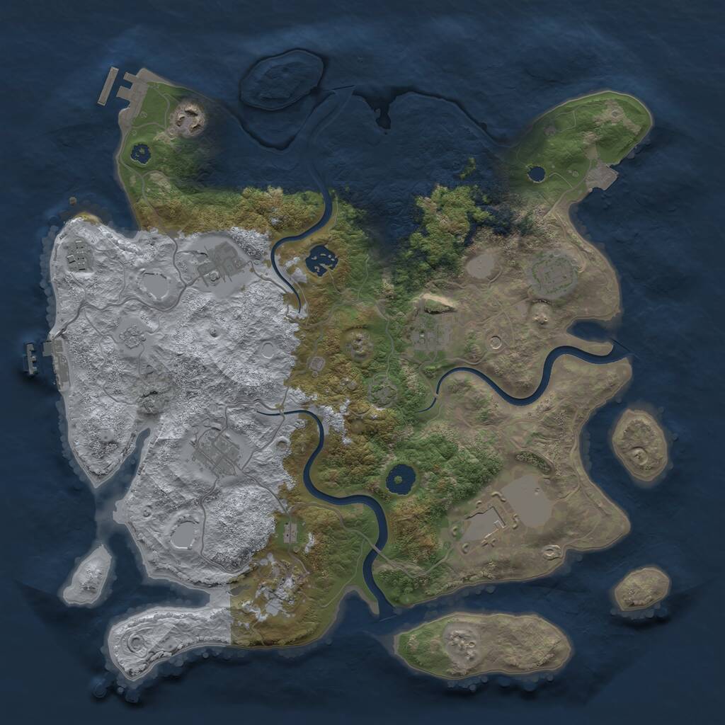Rust Map: Procedural Map, Size: 3700, Seed: 47513527, 15 Monuments