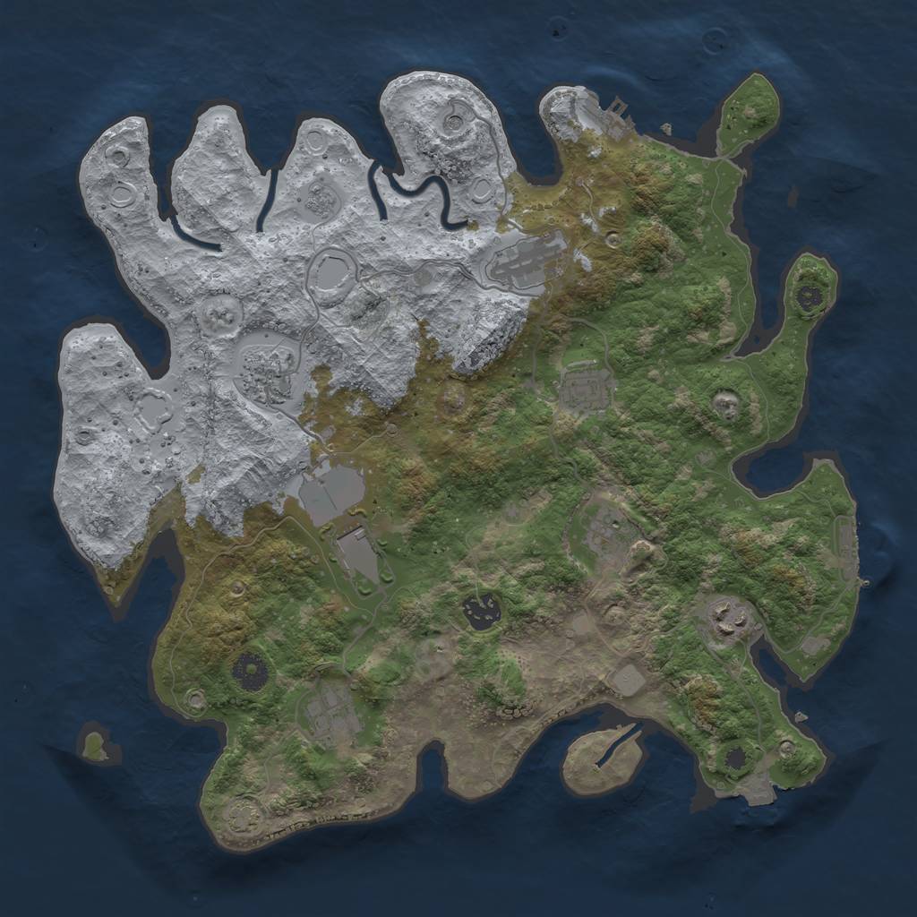 Rust Map: Procedural Map, Size: 3700, Seed: 67017506, 16 Monuments