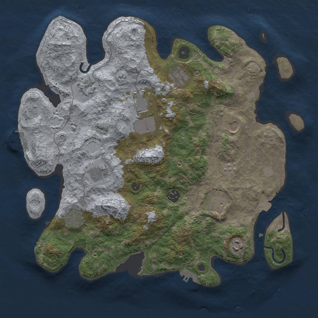 Rust Map: Procedural Map, Size: 3850, Seed: 29183080, 18 Monuments
