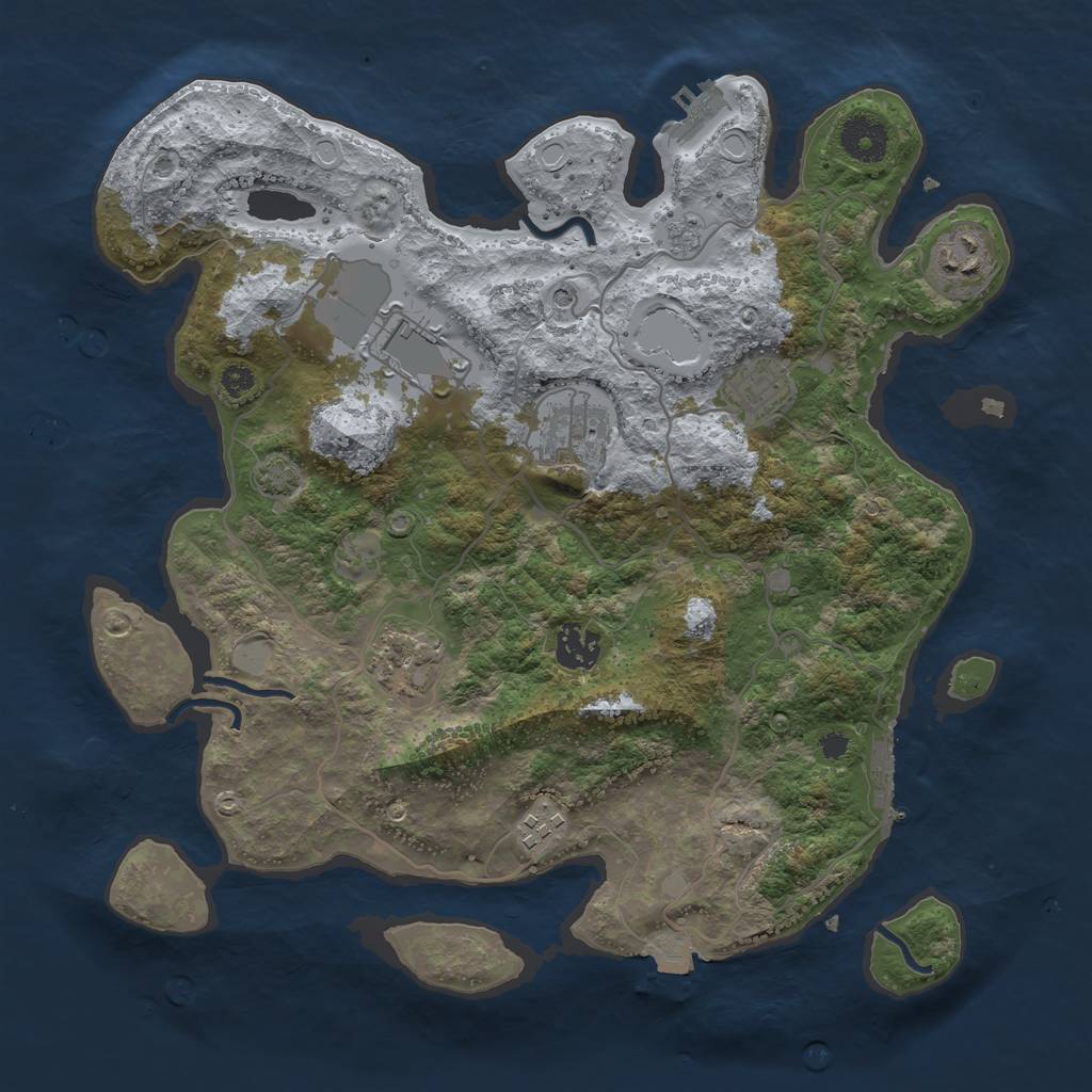 Rust Map: Procedural Map, Size: 3500, Seed: 1569224997, 15 Monuments