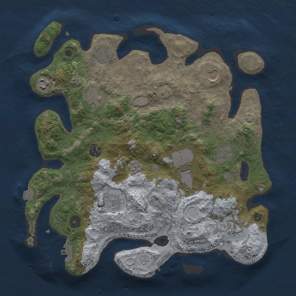 Rust Map: Procedural Map, Size: 3650, Seed: 22126447, 18 Monuments