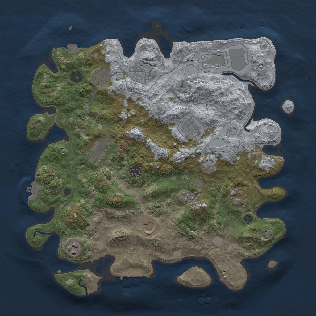 Rust Map: Procedural Map, Size: 3850, Seed: 77386981, 18 Monuments