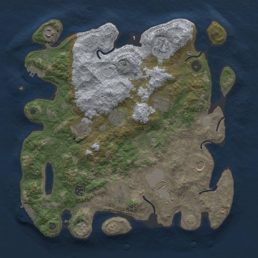 Rust Map: Procedural Map, Size: 3700, Seed: 58147462, 18 Monuments