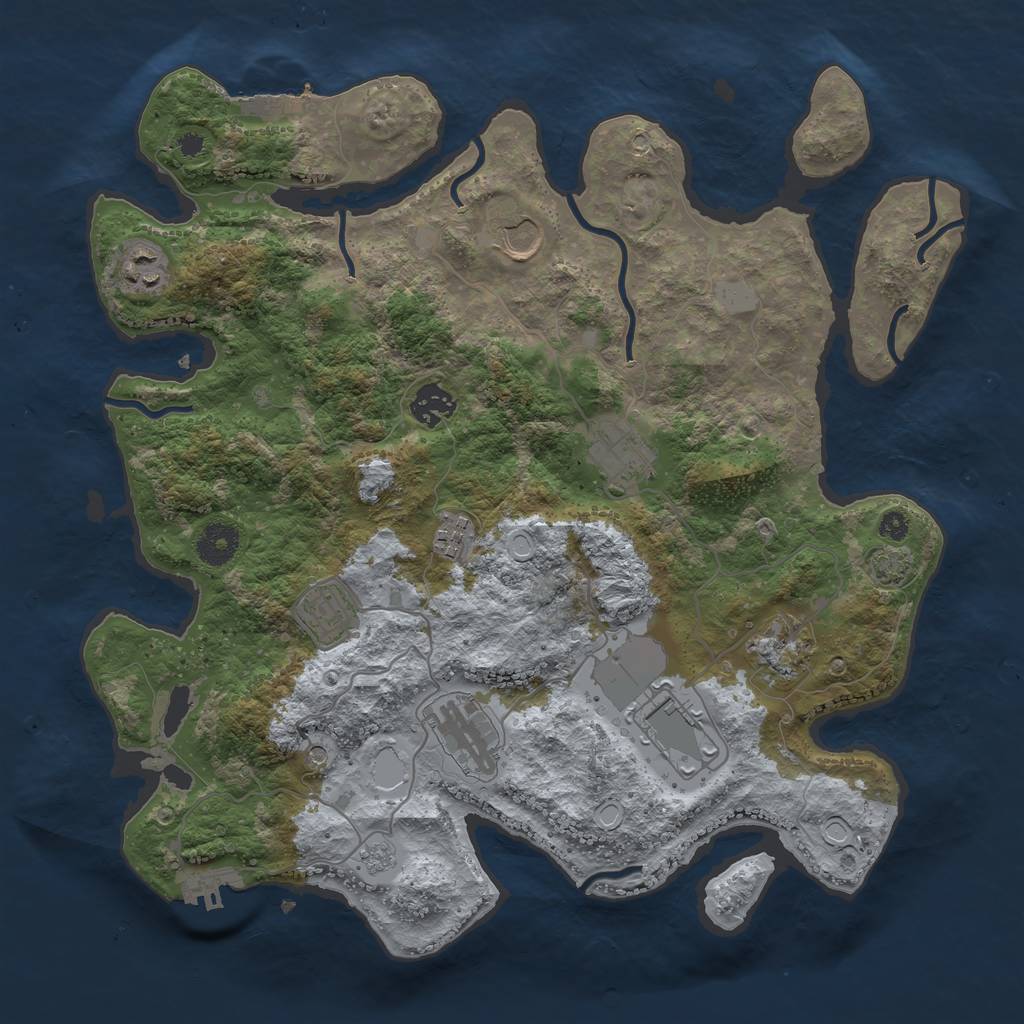 Rust Map: Procedural Map, Size: 3650, Seed: 50201952, 17 Monuments