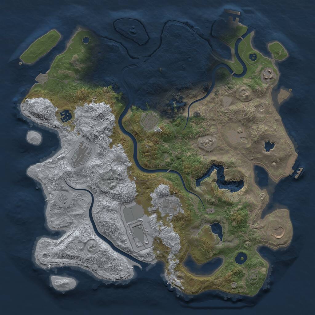 Rust Map: Procedural Map, Size: 4000, Seed: 43576923, 15 Monuments