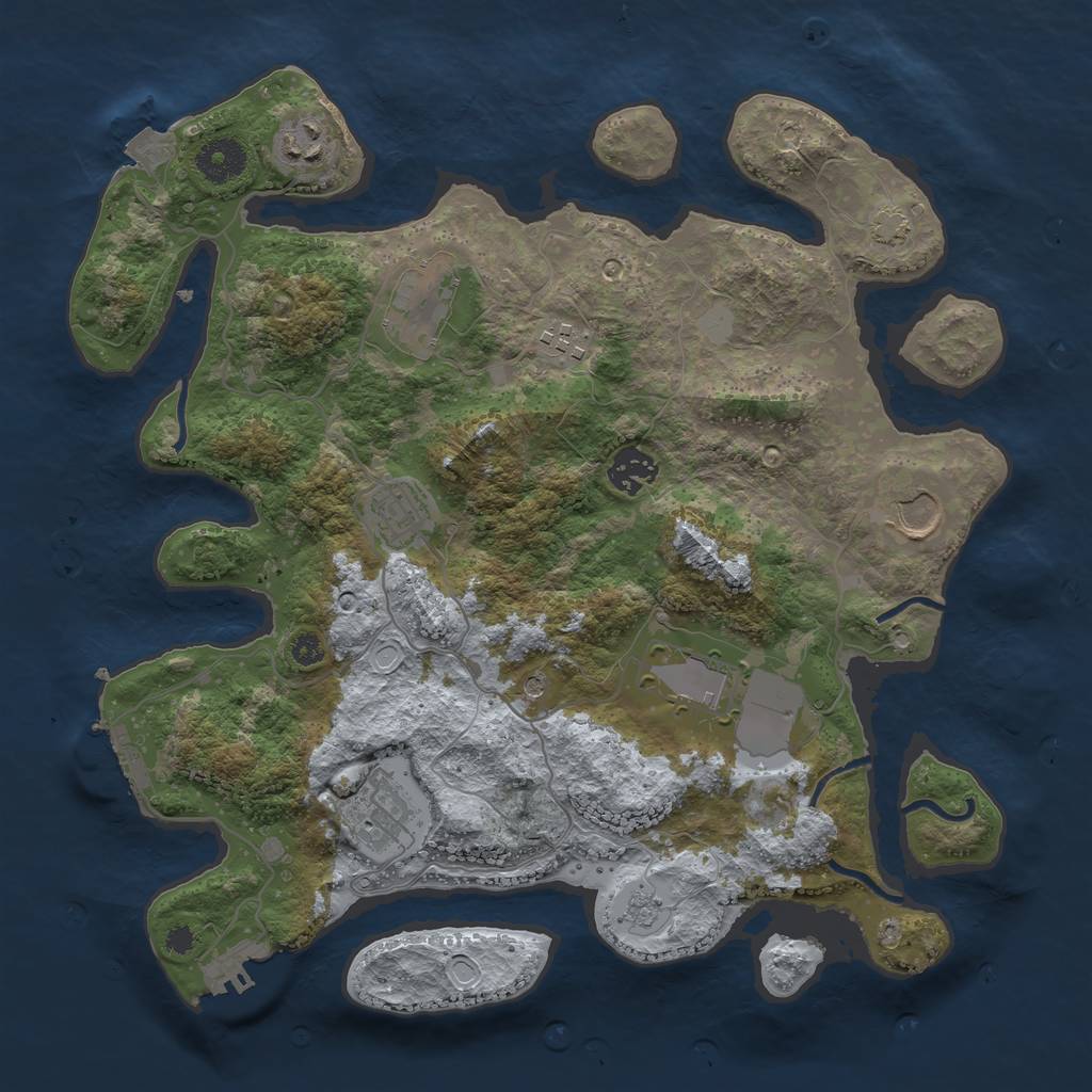 Rust Map: Procedural Map, Size: 3500, Seed: 4263828, 16 Monuments