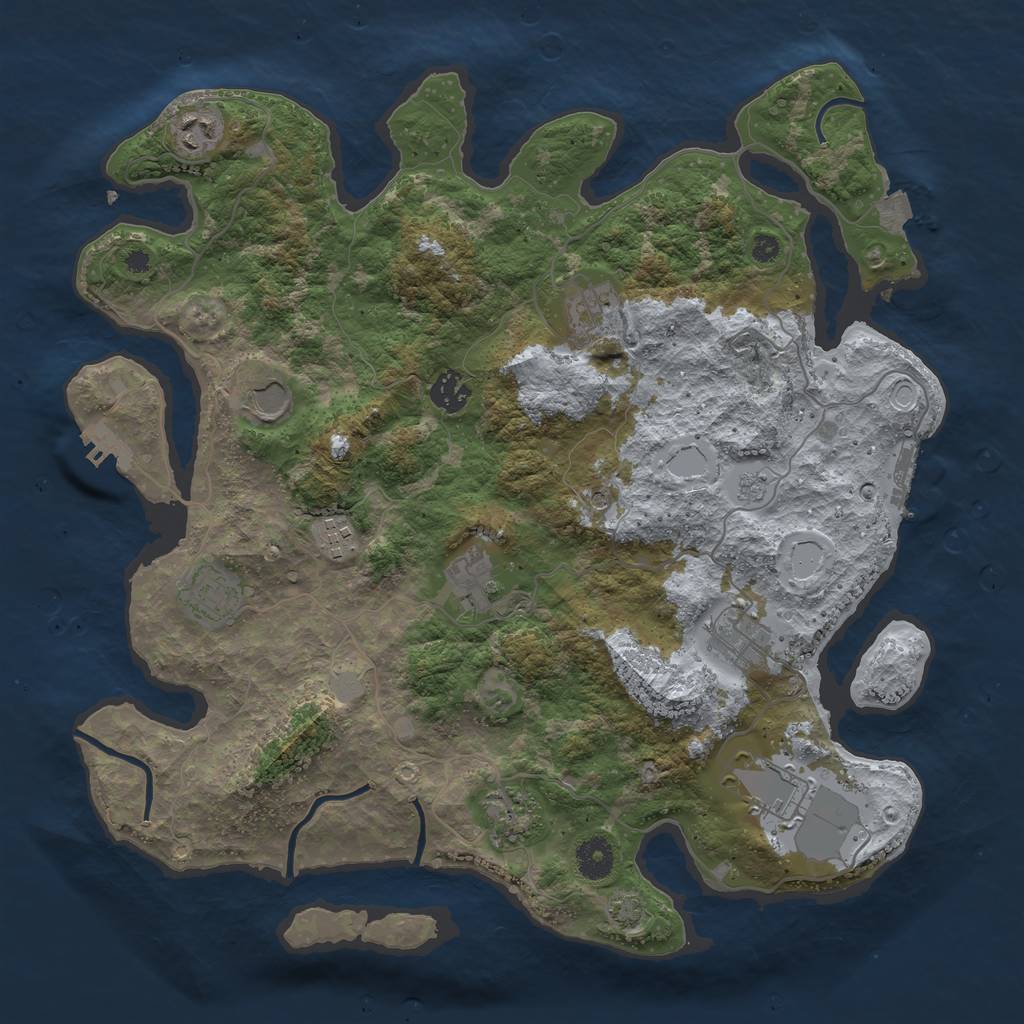 Rust Map: Procedural Map, Size: 3850, Seed: 77082988, 18 Monuments