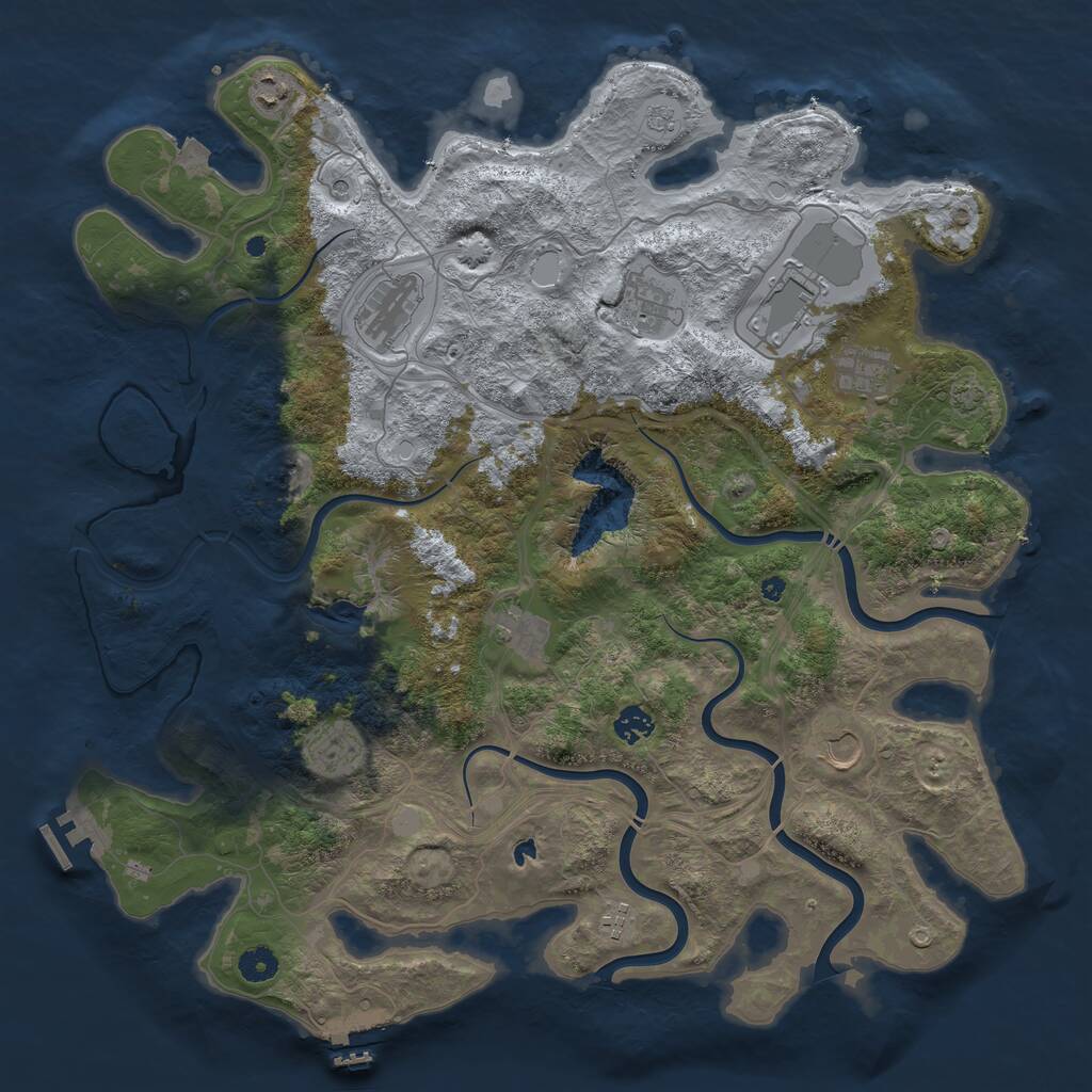 Rust Map: Procedural Map, Size: 4400, Seed: 46603726, 16 Monuments