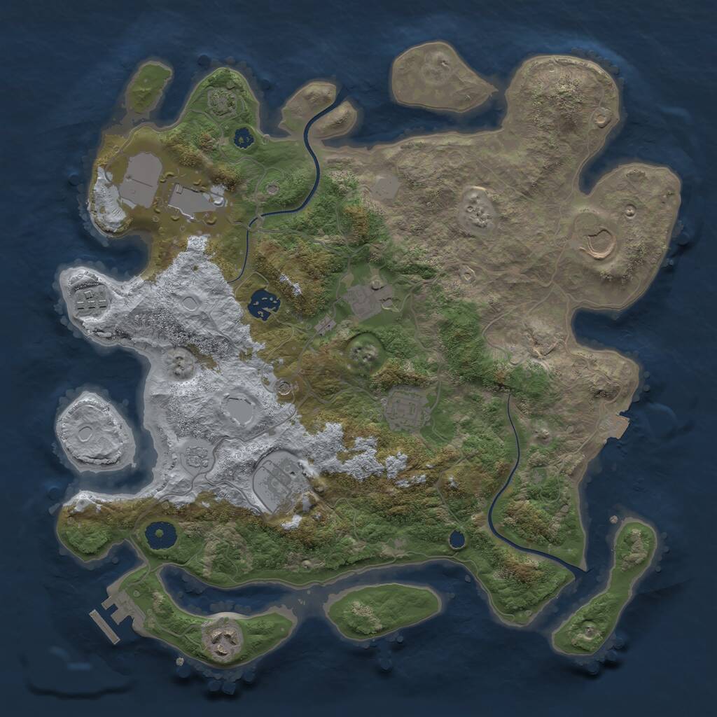 Rust Map: Procedural Map, Size: 3600, Seed: 88905870, 13 Monuments