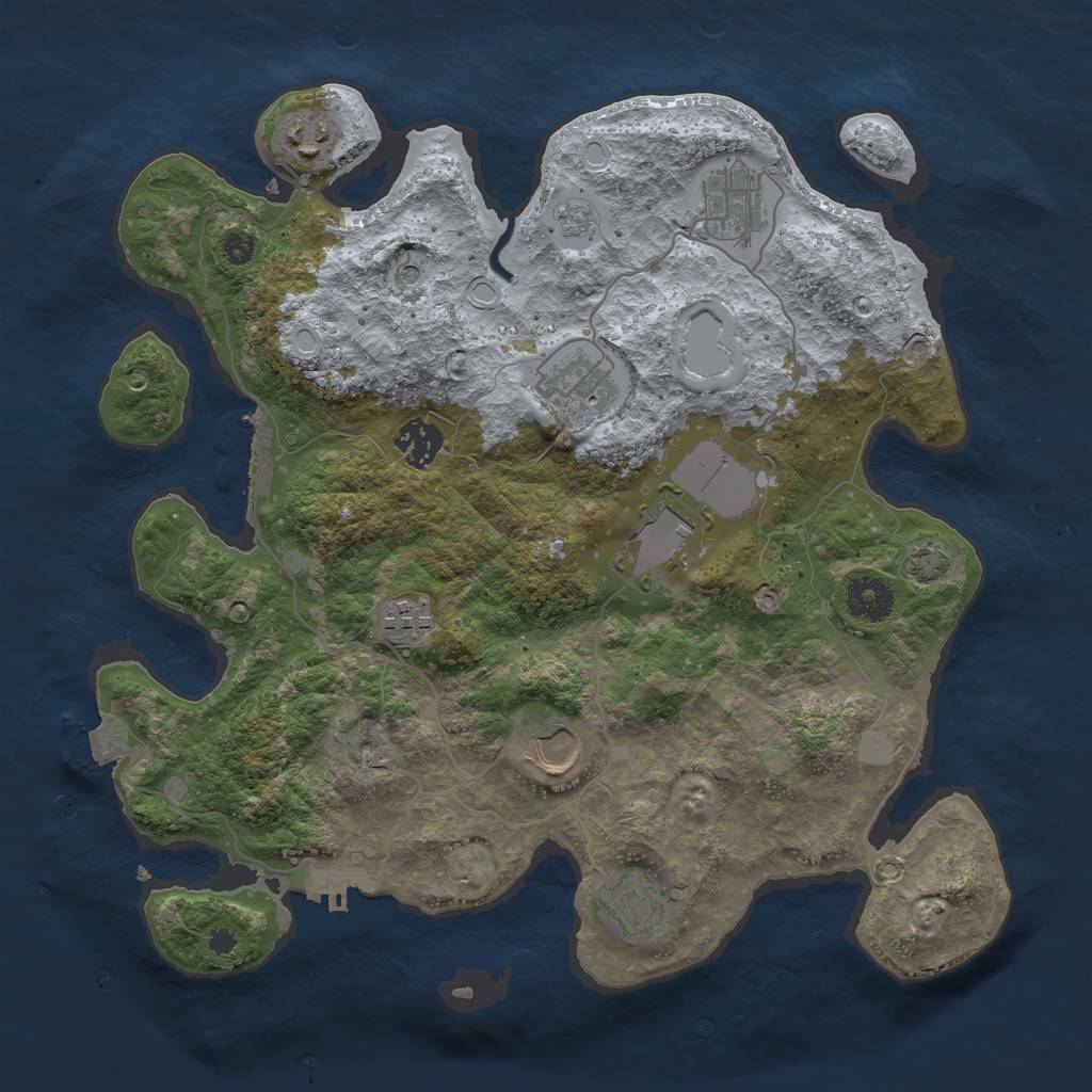 Rust Map: Procedural Map, Size: 3500, Seed: 72214588, 16 Monuments