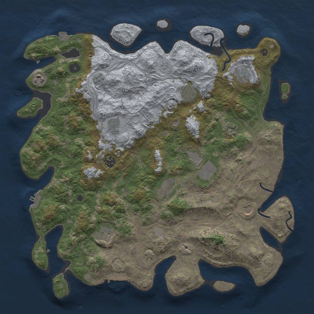 Rust Map: Procedural Map, Size: 4400, Seed: 5491558, 19 Monuments