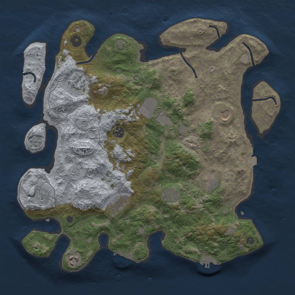 Rust Map: Procedural Map, Size: 3900, Seed: 44329977, 18 Monuments
