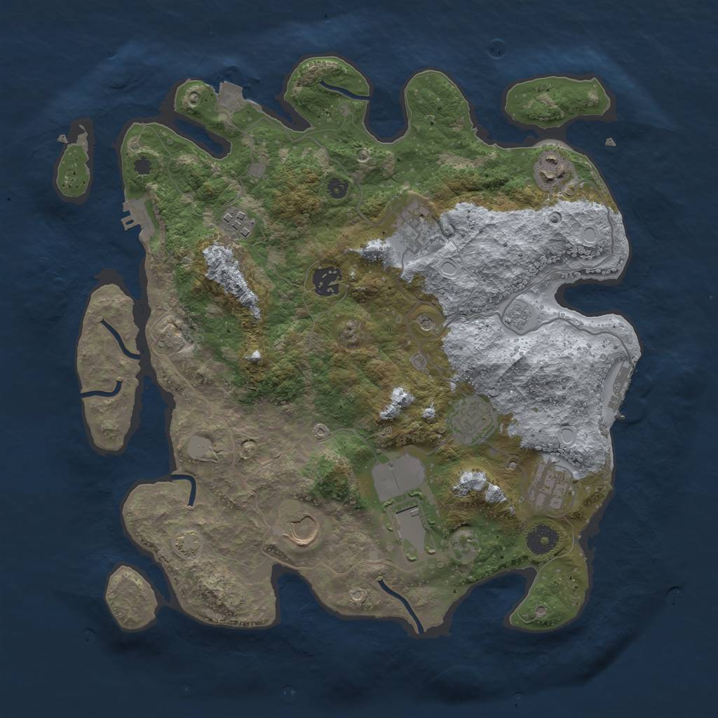 Rust Map: Procedural Map, Size: 3600, Seed: 37846918, 16 Monuments