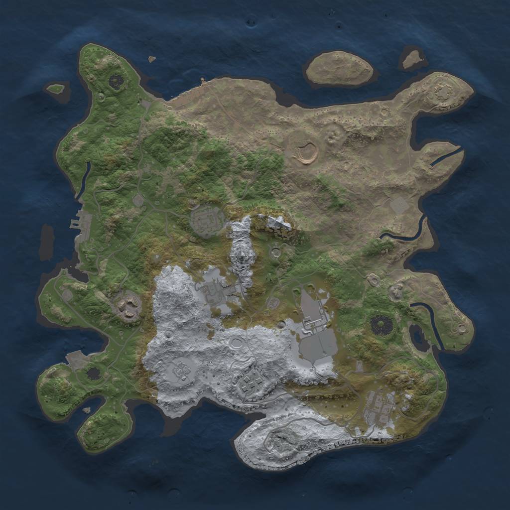 Rust Map: Procedural Map, Size: 3500, Seed: 46783892, 15 Monuments