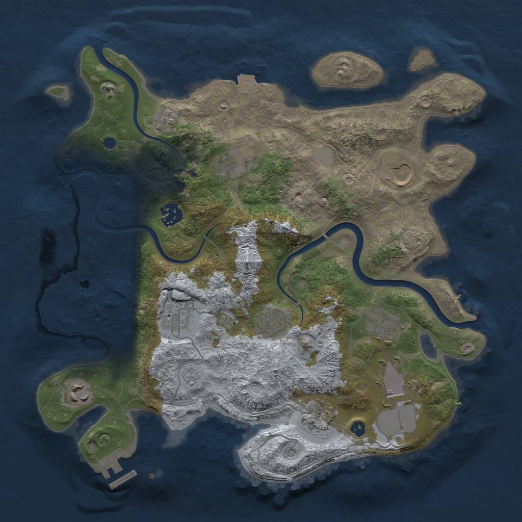 Rust Map: Procedural Map, Size: 3500, Seed: 46783892, 15 Monuments