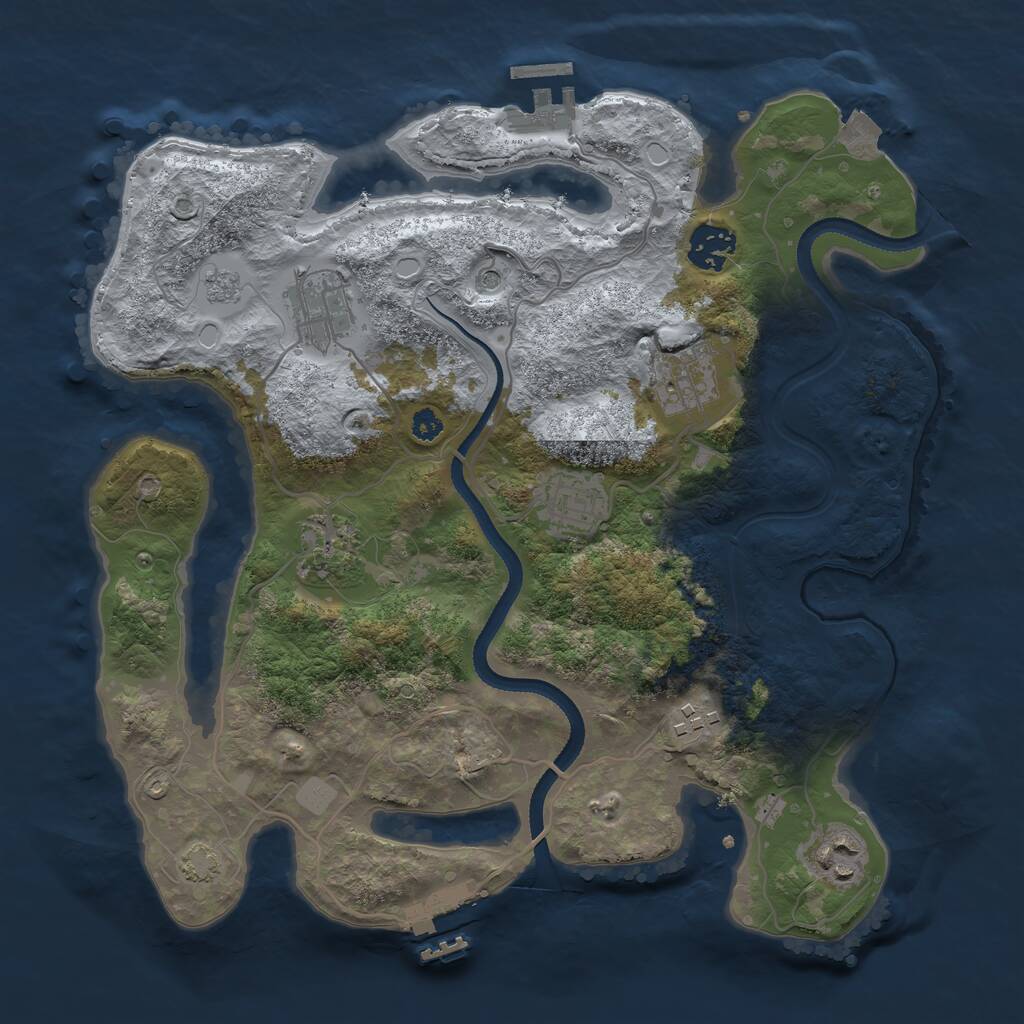 Rust Map: Procedural Map, Size: 3300, Seed: 1140077682, 13 Monuments