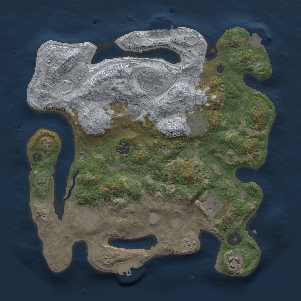 Rust Map: Procedural Map, Size: 3300, Seed: 1140077682, 15 Monuments