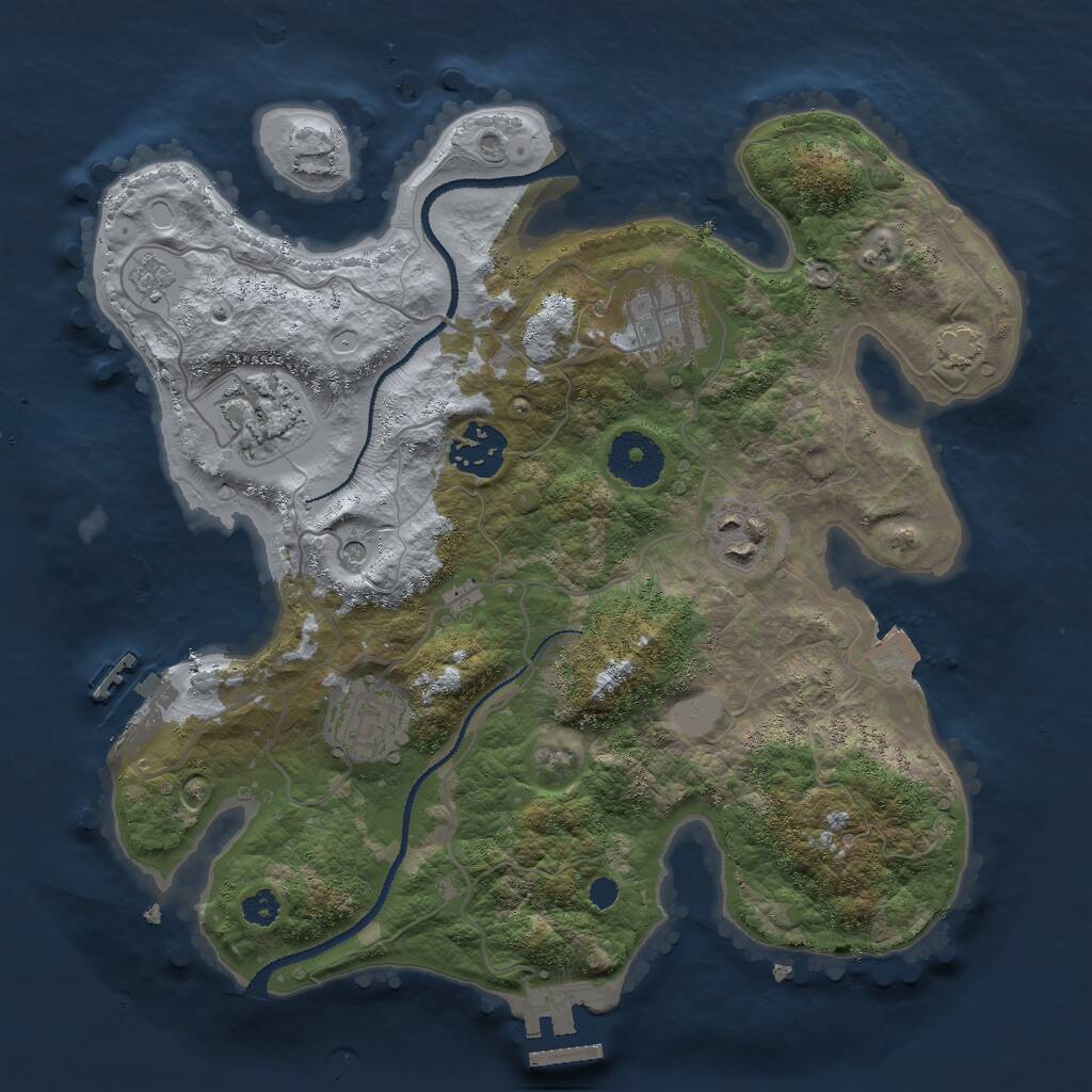 Rust Map: Procedural Map, Size: 3000, Seed: 969718773, 11 Monuments