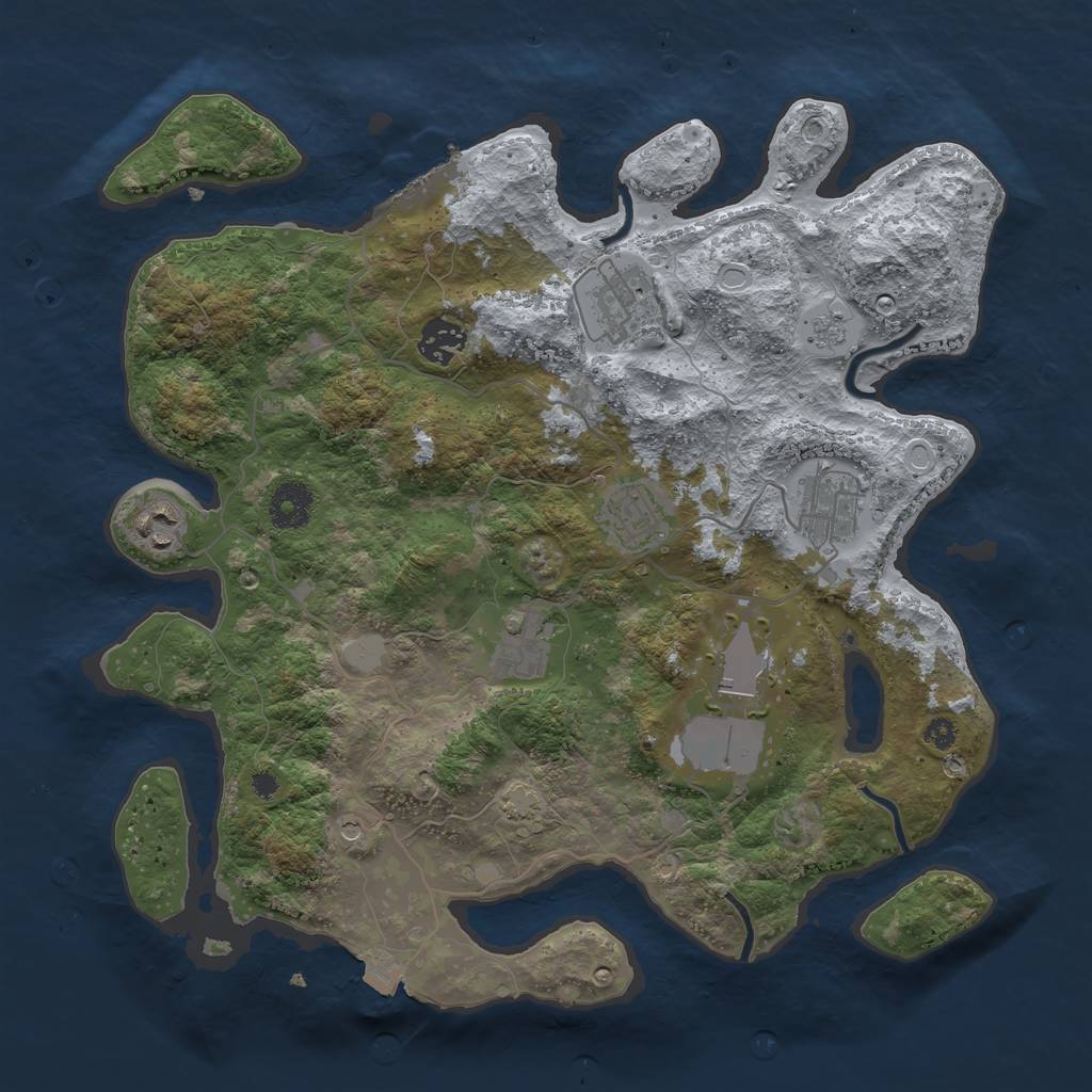 Rust Map: Procedural Map, Size: 3550, Seed: 59895595, 14 Monuments