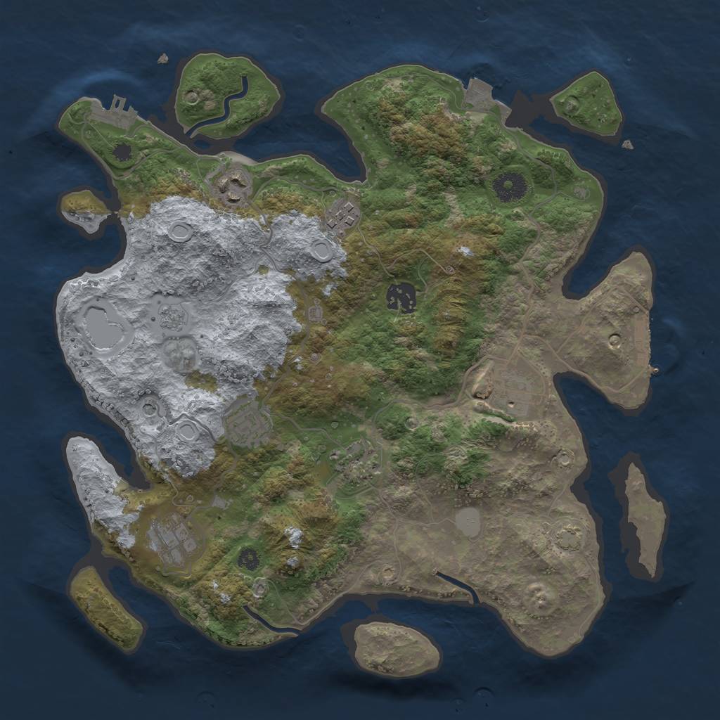 Rust Map: Procedural Map, Size: 3400, Seed: 100816564, 15 Monuments