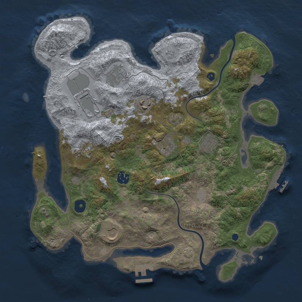Rust Map: Procedural Map, Size: 3650, Seed: 73331763, 14 Monuments