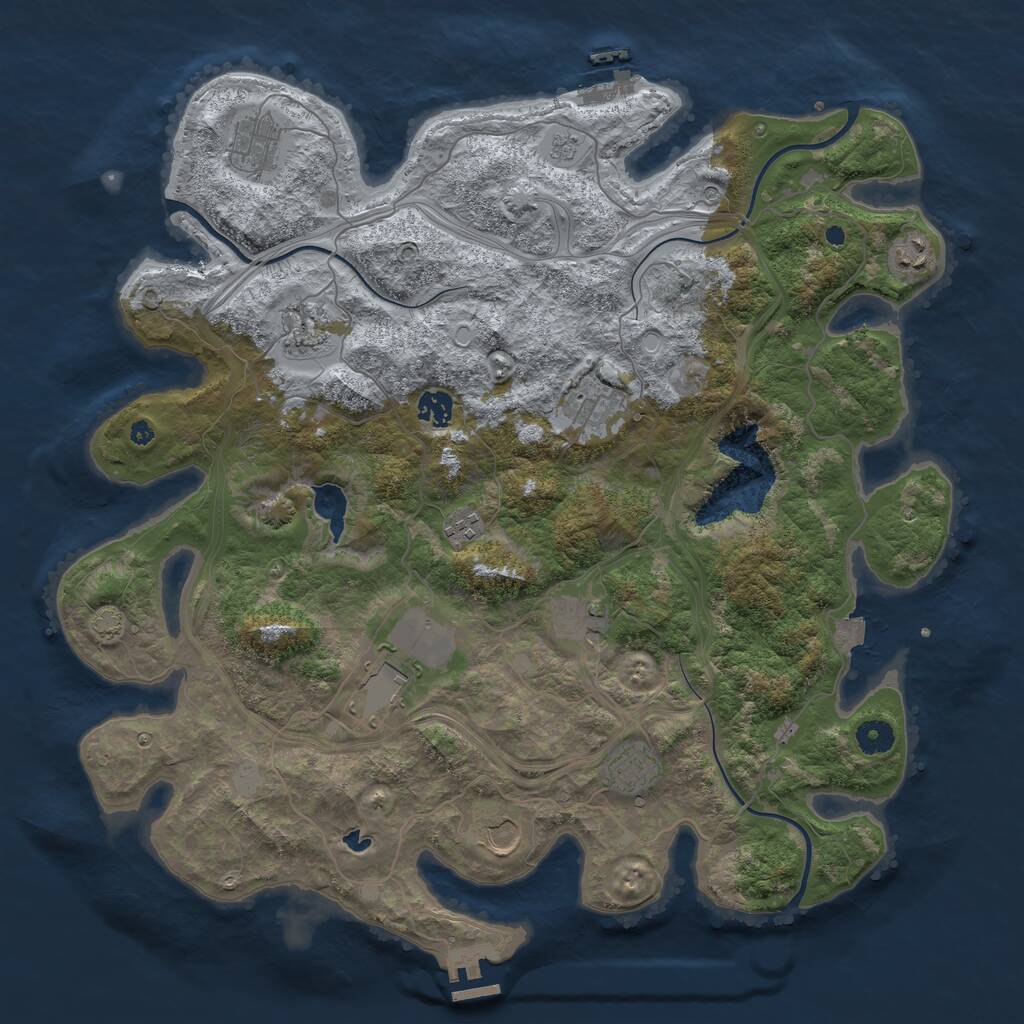 Rust Map: Procedural Map, Size: 4250, Seed: 53083474, 16 Monuments