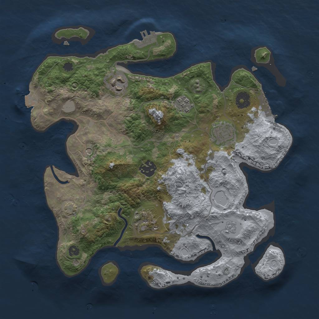 Rust Map: Procedural Map, Size: 3000, Seed: 688595843, 13 Monuments