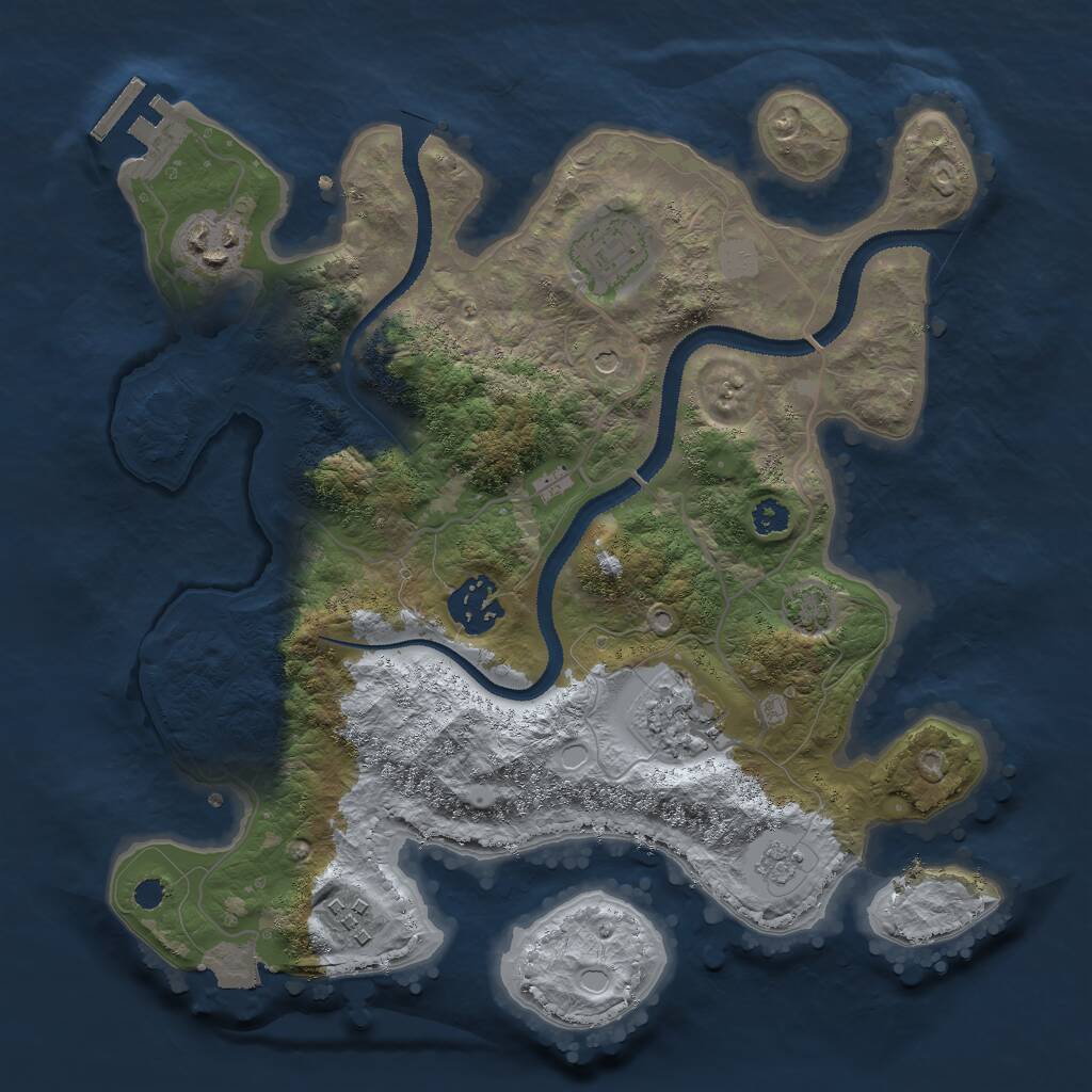 Rust Map: Procedural Map, Size: 3000, Seed: 1111652373, 10 Monuments