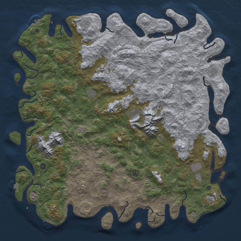 Rust Map: Procedural Map, Size: 6000, Seed: 26684123, 19 Monuments