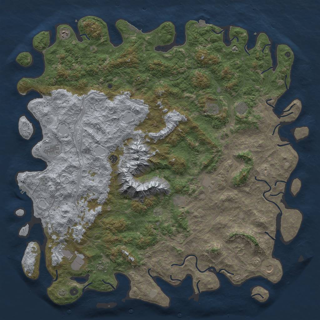 Rust Map: Procedural Map, Size: 6000, Seed: 2130246624, 19 Monuments
