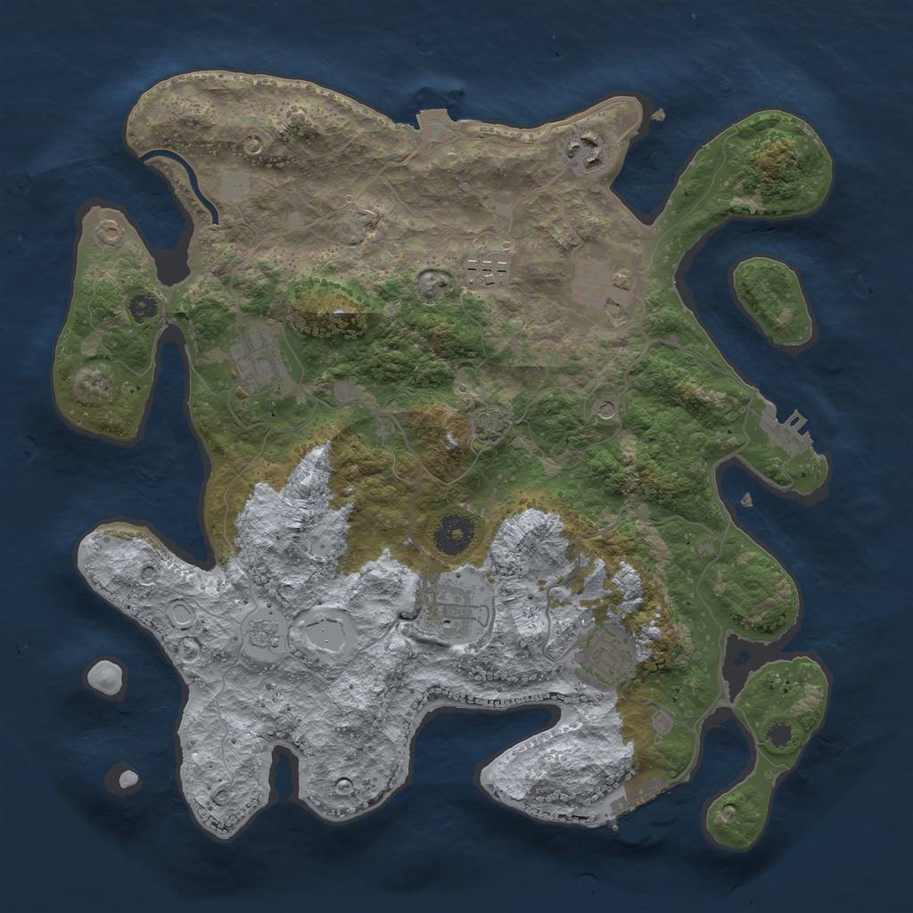 Rust Map: Procedural Map, Size: 3400, Seed: 79896117, 14 Monuments