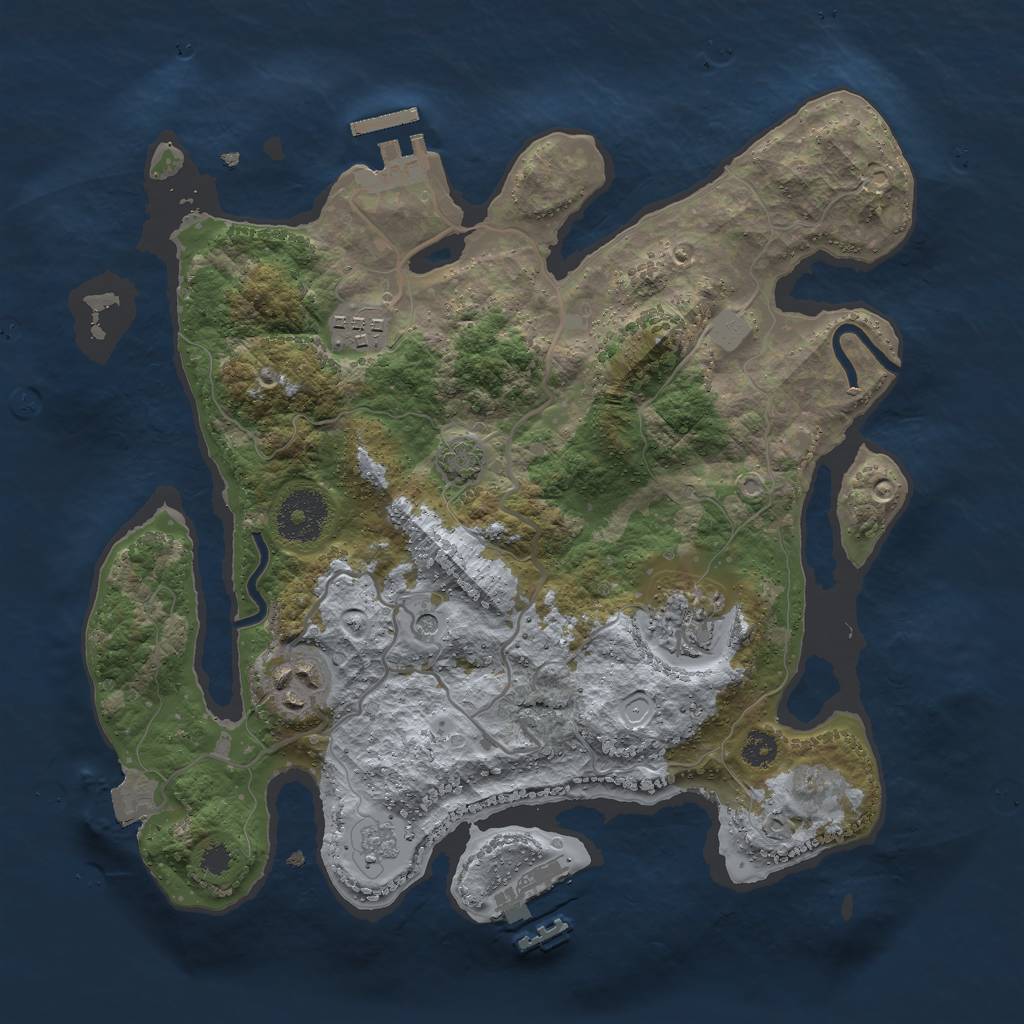 Rust Map: Procedural Map, Size: 3000, Seed: 379224721, 11 Monuments