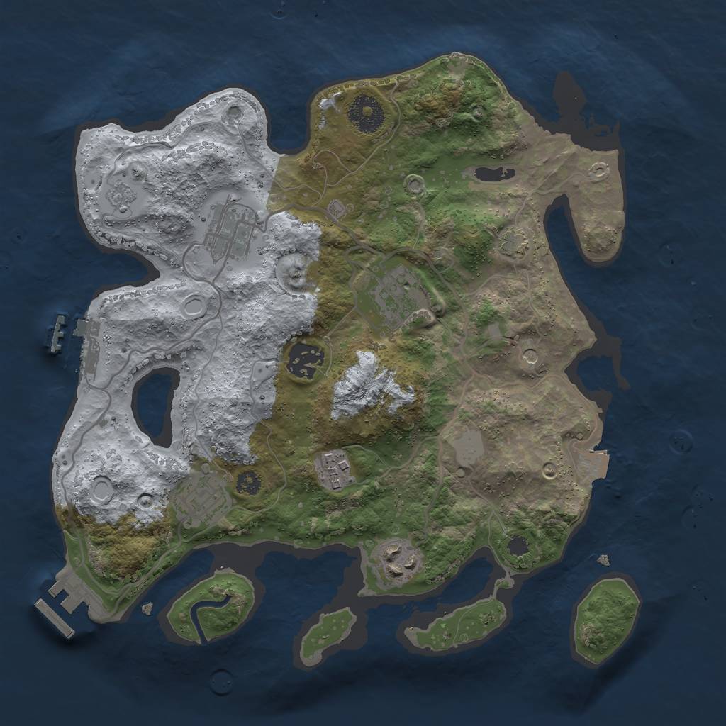 Rust Map: Procedural Map, Size: 3000, Seed: 616142655, 14 Monuments