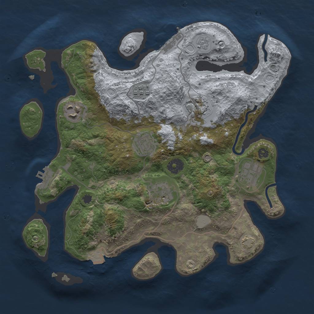 Rust Map: Procedural Map, Size: 3000, Seed: 29167, 13 Monuments