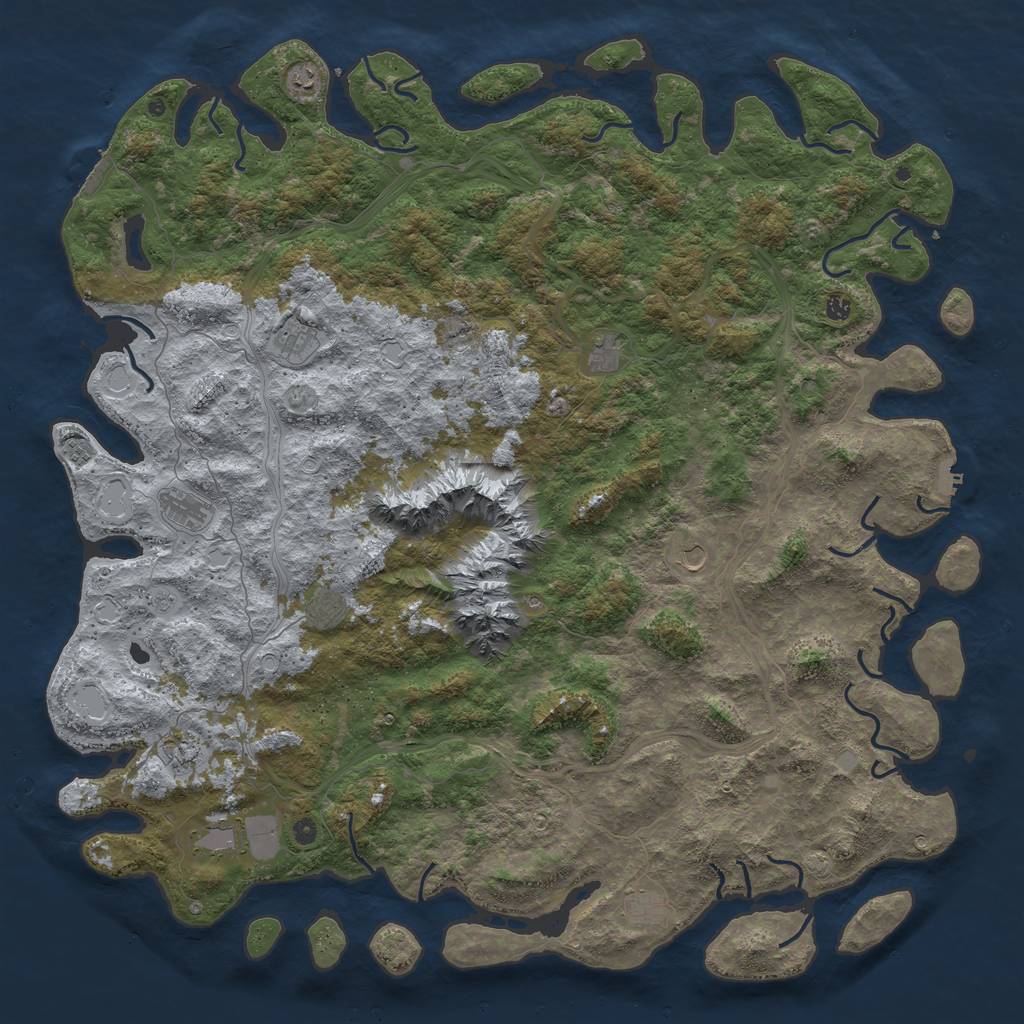 Rust Map: Procedural Map, Size: 6000, Seed: 525445041, 19 Monuments